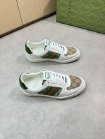 gucci 古驰 -高端品质 原单休闲运动板鞋 -鞋面：纳帕小牛皮、品牌高丝光品牌图腾帆布、鞋身车缝品牌织带、鞋舌.后跟；丝印品牌Logo图腾 -内里：水染牛皮