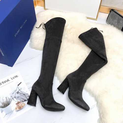 STUART WEITZMAN SW高版本八个跟高有绒里 经典后系带麂绒弹力靴长靴系列、刘涛、小辣椒 、杨幂、唐嫣。等众多明星网红同款！ 材质细节 整只鞋都采用
