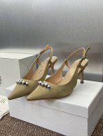 工厂p价p 迪奥 Dior 2025春夏高定系列新款paris低跟尖头女鞋 Cd字母Logo珍珠五金扣细跟后空凉鞋 材质：进口环保透气科技面料+水染羊皮内里+意