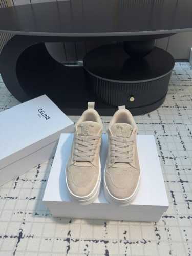 CELINE赛琳厚底面包鞋2024女凯旋门徽标系带简单舒服 干净利落，增高显腿细，无论是单穿还是搭配阔腿裤，高街又复古一起来做CELINE女孩 鞋面：原版牛皮