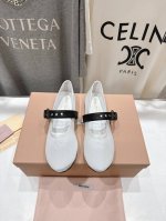 高版本出厂 Miumiu 缪缪25Ss新款一脚蹬懒人鞋玛丽珍网面芭蕾舞鞋 平底单鞋 官方春夏走秀新款，时髦百搭 即可咸又可甜 一点也不磨脚 无论光脚穿还是搭配袜