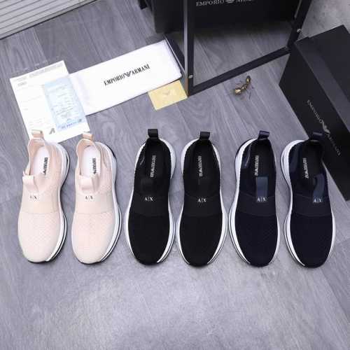 商品商标：Armani 阿玛尼 透气休闲鞋 正码码数: 38-44 商品材料：精选进口飞织透气鞋面 牛皮鞋垫 橡胶大底