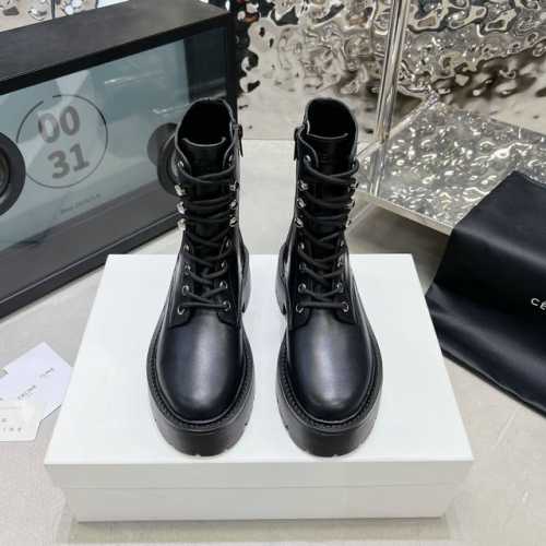 出厂 顶级版本 Celine 赛琳24秋冬新品厚底踢不烂马丁靴 上脚超级帅气超级酷 eW Go材质:鞋面定制进口小牛皮，内里垫脚均为羊皮 Size:35-41