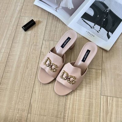 橙子出厂价p 杜嘉班纳 D&G 春夏新款 Dg复古饰扣粗跟拖鞋 高跟凉拖 跟高 7Cm 码数 35-39 可定制34.40.41.42