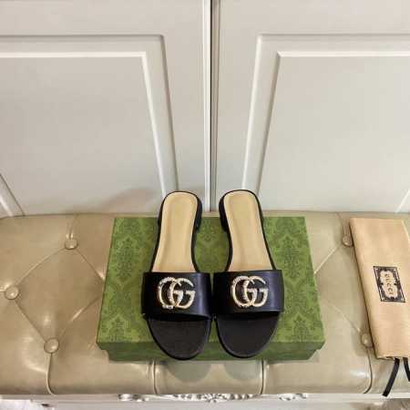 橡胶底 ，真皮大底 ，古奇Gucci新款拖鞋，牛皮面，羊皮里，35-42码 43，44码定做不退换 - 点击图像关闭