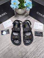 橙子出厂价p chanel 香奈儿初夏新款 圆扣魔术贴凉鞋 休闲鞋 材质 牛仔布 码数 35-40