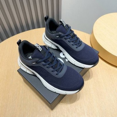 工厂P Boss 新款男仕运动鞋 知名运动品牌新款隆重上市 以奢华高端设计出货 鞋面选用原版透气飞织制成 羊皮垫脚 轻质橡胶大底。轻奢风格，鞋面透气不闷脚，简约