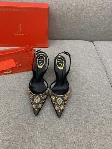 出厂价 Ren* Caovill*重工水晶宝石系列 bling bling精致逼人 堪称工艺品 面料进口高密度网纱 手工缝制珠片水钻 垫脚羊皮 意大利真皮大底