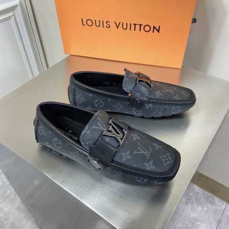 新品louis Vuitton* 高端男士休闲乐福鞋驾车鞋豆豆鞋原单顶级代购货原版进口牛皮拼接老花pvc材质～搭配原版五金饰扣进口牛皮内里 牛皮垫脚原版橡胶鞋底 - 点击图像关闭