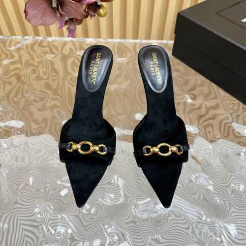 YSL 圣罗兰 SS2024夏季新品 走秀款高跟凉鞋 2024全新春夏系列后带方扣高跟凉鞋 ！ 尖头高跟拖鞋淡淡的夏日里怎么少得了一双仙女鞋 各种小裙子搭配起来
