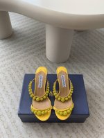 Aquazzura 24Ss 惊艳火爆款、菠萝 王室贵族的钟爱雍容华贵、气质高雅、到手如图柜级品质 璀璨别致水钻饰扣、小羊皮内里、意大利真A级真皮大底 跟高：平