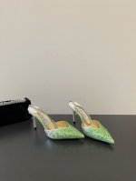 jimmy Choo 最高品质 最新经典钻石链条 渐变烫钻 重工艺水晶半拖鞋单鞋 同步专柜 主打精致 舒适度休闲 甜美 无解风都轻松满足 Blingbling