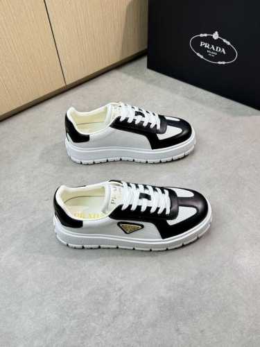 prada 普拉达 -高端品质 原单休闲运动鞋 -鞋面 进口纳帕小牛皮 打孔小牛皮 鞋身车缝品牌金属扣件 鞋舌.后跟 丝印品牌Logo -内里 水染牛皮 -大底