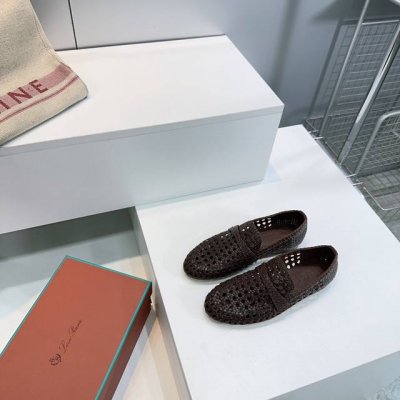高品质出厂 顶级品质代购级别 Loro piana 诺悠翩雅 L 春夏新款牛皮手工编织镂空乐福鞋老钱风复古单鞋 leon乐福鞋的设计灵感源自标志性Summer