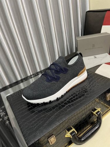 出厂价pp 新品Brunello Cucinelli春夏系带休闲运动男鞋 bc来自意大利的世界顶级奢侈品牌 鞋面透气飞织羊绒面 鞋面高温熔断Tpu 独特设计 简