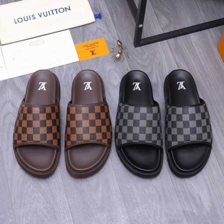 商品商标：Lv [路易威登] 拖鞋 正码.码数: 38-45 商品材料：精选 经典印花牛皮鞋面 脚背皮里 原版大底 - 点击图像关闭