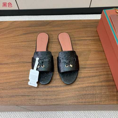 Loro Piana 驼鸟纹平底拖鞋。鞋面驼鸟纹牛皮，羊皮内里及垫脚。真皮中底，真皮包跟。进口真皮大底。码数：34-42 34、40、41、42定制不退换 批：