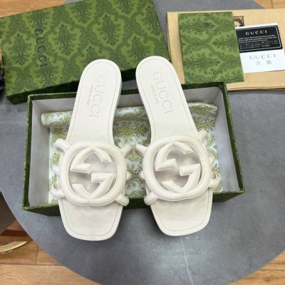 tpu亮光版本 工厂p现货 古驰 古奇拖鞋 gucci 最新款沙滩凉拖鞋一字拖 原版开模双G Logo 原版开模一致 尺码 35-42