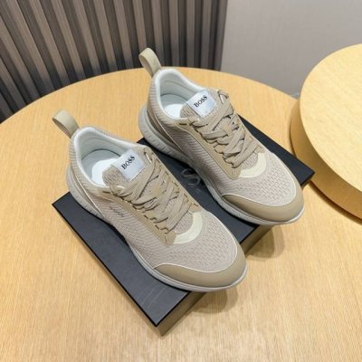 工厂P Boss 新款男仕运动鞋 知名运动品牌新款隆重上市 以奢华高端设计出货 鞋面选用原版透气飞织制成 羊皮垫脚 轻质橡胶大底。轻奢风格，鞋面透气不闷脚，简约