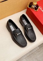 商品商标：Ferragamo 菲拉格慕 休闲皮鞋 正码码数: 38-44 45.46订制 商品材料：精选 进口头层小牛皮圧花鞋面+奢华五金扣，进口水染牛皮内里。