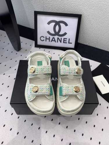 Chanel新款半拖沙滩鞋 高版本出货 上脚舒适超显腿型 夏季出行旅游必备单品 高密度编织鞋面 羊皮垫脚 原版开模大底 Size: 35-39 40 41订做