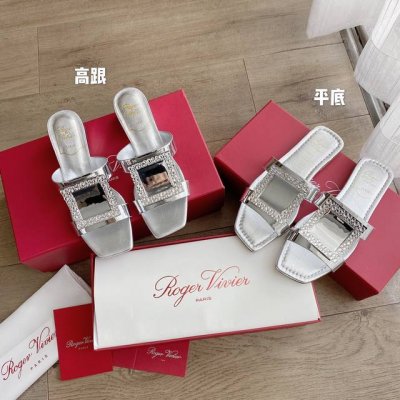 银色 钻扣 平底 4Cm跟