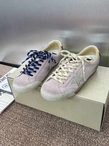工厂p价p golden Goos* 2025春夏新色平底系带德训休闲阿甘女鞋 Ggdb 经典圆头拼色字母Logo做旧滑板内增高运动鞋 材质 鞋面原版定制小牛皮