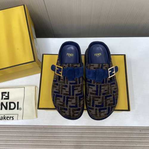出厂价P P330 顶级品质 Fendi芬迪情侣款Feel老花Ff半拖，原版购入开发，芬迪早秋最新款 慵懒风情侣拖鞋，带Ff Baguette装饰性搭扣。原版老