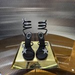 顶级版 R C 2025 Rc Margot系列，原版开发，星光闪闪蛇形五角星缠绕水晶女士凉鞋，标志性螺旋蛇型系带新版，薄纱五角星水钻镶嵌，轻柔栖息于蛇形系带和