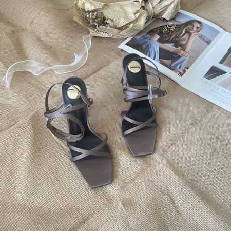 橙子出厂价p saint Laurent 圣罗兰 Ysl字母跟 细带方头高跟凉鞋 跟高 10Cm 码数 34-40 - 点击图像关闭
