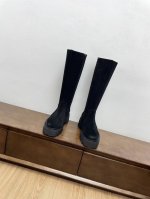 麂皮面 代购级Celine 凯旋门最新增高厚底侧拉链骑士靴不过膝长靴 深受众多网红博主热捧，完美精修鞋楦小圆头，线条流畅版型正 ~~上脚非常显瘦，增高，百搭，时