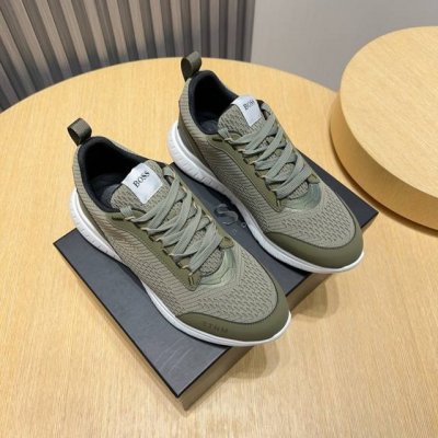 工厂P Boss 新款男仕运动鞋 知名运动品牌新款隆重上市 以奢华高端设计出货 鞋面选用原版透气飞织制成 羊皮垫脚 轻质橡胶大底。轻奢风格，鞋面透气不闷脚，简约
