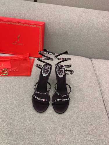 出厂价 Ren* Caovill*重工水晶宝石系列 bling bling精致逼人 堪称工艺品 面料真丝手工缝制珠片水钻 垫脚羊皮 意大利真皮大底 跟高9.5c