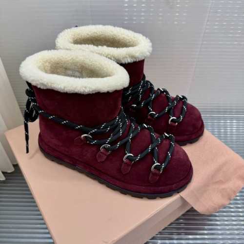 顶级版本 miu fw24 new arrival～ miu家24秋冬雪地靴新品 炒鸡轻盈舒适，绑带设计好可爱 丝光牛反绒鞋面，皮毛一体内里 size 35-4