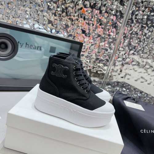 300 Celine Celine 赛琳2025秋冬新款厚底帆布鞋~~ Celine轻奢风格厚底高帮帆布鞋简单舒服干净最近真的中了Celine毒这季每一款都好看