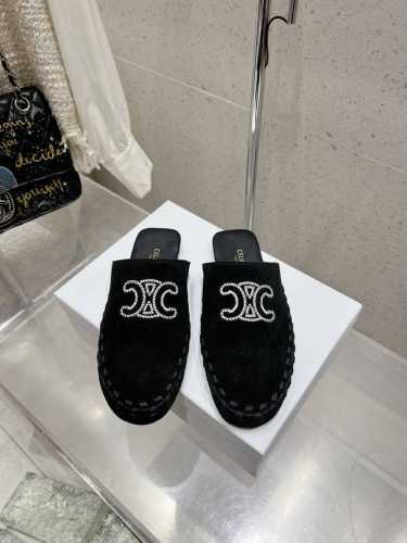 代购级 Celine 赛琳 凯旋门 25Ss 春夏新款 半拖 高级感十足 网红Ins种草神器、非常复古风、气场十足单品、设计风格非常新颖、高档且非常舒适. 压印