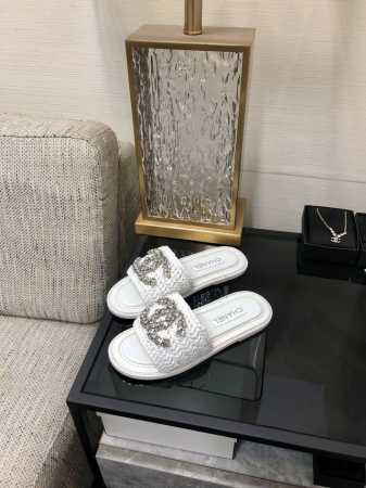 出厂价 顶级 品质 .小香2024钻面蜜儿拖鞋 进口意大利真皮大底 编织鞋面施华洛世奇钻扣 羊皮内里 垫脚 Size:35-41 40 41定做不退换 原版包装 - 点击图像关闭