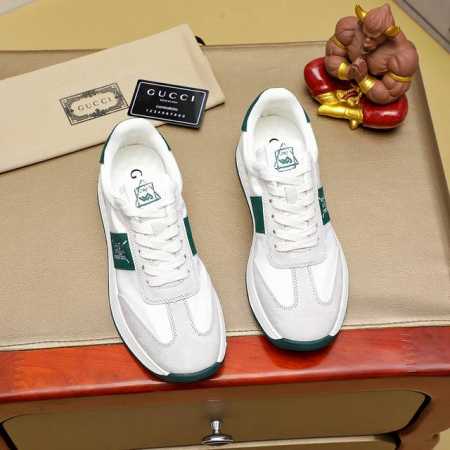 工厂价 Gucci 古奇官网男士休闲鞋同步款，鞋面选用牛皮配进口新品牌元素 古奇，彰显不俗的气息，设计简约套脚款型 超级百搭 内里皮，气垫橡胶大底 ，2个颜色可 - 点击图像关闭