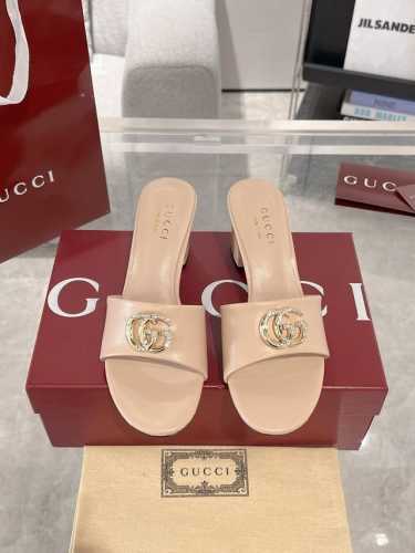 Gucci 25Ss春季新品 双G高跟拖鞋 高端版推荐 专柜购买原版一比一打造 所有细节 材料 全部跟你在专柜买到的都一样 鞋面：牛皮 羊里 真皮大底 跟高：6