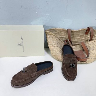 高品质出厂 ！小众潮牌 Brunell0Cucinelli25春夏新款BC复古中性一脚蹬流苏吊坠乐福鞋半拖 单鞋休闲鞋！原版购入系列做货！此品牌是来自意大利的世