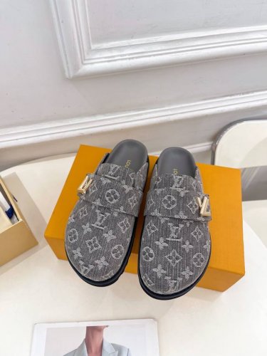 男10 Lv 路易威登 25 2025 早春新款 顶级版本 专柜主打最新款 Cosy Comfort丹宁布穆勒拖鞋硬货上新 Bs代购级别！高级感十足！国内外博主
