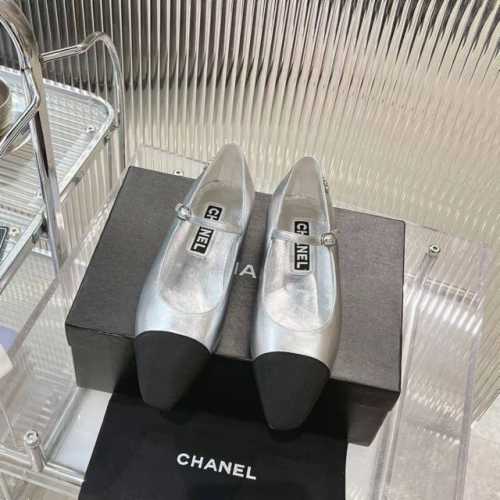 冲量价: P340 顶级版本 Chanel 24P 早春新款斜方头高跟鞋单鞋 高版本一字带 尖方头 拼色玛丽珍鞋 小香家今年最火的两款鞋 就属此款小银鞋和大头鞋
