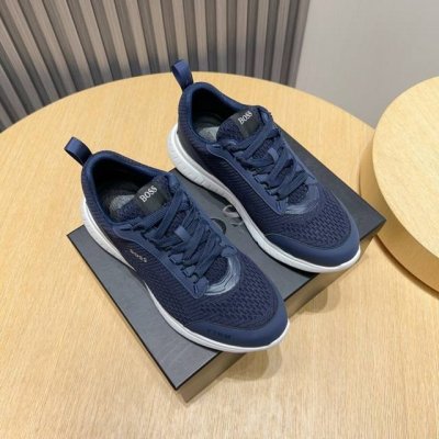 工厂P Boss 新款男仕运动鞋 知名运动品牌新款隆重上市 以奢华高端设计出货 鞋面选用原版透气飞织制成 羊皮垫脚 轻质橡胶大底。轻奢风格，鞋面透气不闷脚，简约