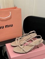 橙子出厂价p miumiu 缪缪 春夏新款 细带高跟凉鞋 猫跟后空凉鞋 跟高 6Cm 码数 34-41