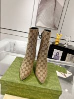 Gucci 23ss 秋冬高跟短靴专柜购买原版一比一打造 GG印花布面 真皮大底 跟高8cm 码数:35-41 40.41定做不退换