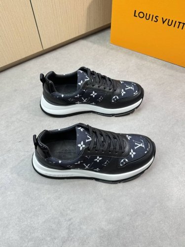 Louis Vuitton 路易威登 -高端品质 原单休闲运动鞋 -鞋面 荔纹小牛皮 品牌图腾高丝光帆布 后跟 品牌织带 -内里 水染牛皮 -大底 超轻Tpu.