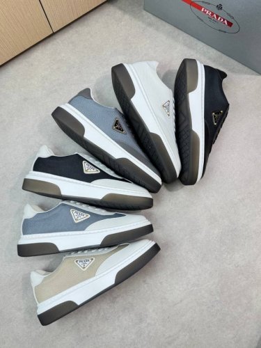 prada 普拉达 -高端品质 原单休闲运动鞋 -鞋面 纳帕小牛皮 品牌高丝光帆布 鞋身品牌金属扣件 鞋舌.后跟 丝印高周波品牌Logo -内里 水染牛皮 -大