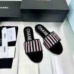 真皮大底，Chanel 香奈儿 24S 条纹拼色毛线拖;码数5-40; 定做41 42不退换