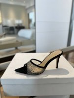 价格： Gianvito rossi 2025 新款拖鞋顶级版本，代购品质！施华洛奇水钻尖头高跟拖鞋，宛如从童话中走来的仙履。施华洛奇水钻璀璨耀眼，如同繁星点点