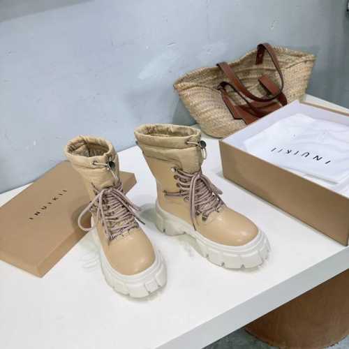 高品质出厂 ！！小众潮牌INUIKIl24ss秋冬专柜最新休闲时装松糕厚底羊毛雪地靴系带中短靴！独家款顶级货！强烈推荐！时尚百搭又保暖的一款靴子！而且不容易撞款